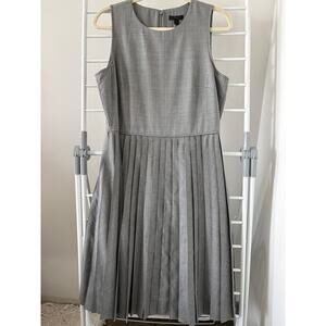 J.Crew 100% Wool Gray Pleated Sleeveless Dress Size 12 Lined